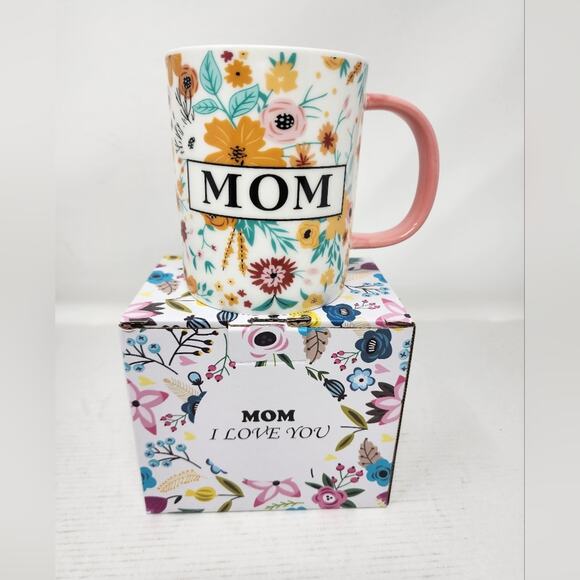Mom Coffee Cup  Ceramic Gift Mother's Day Birthday Floral Gift New in Box - Picture 1 of 7